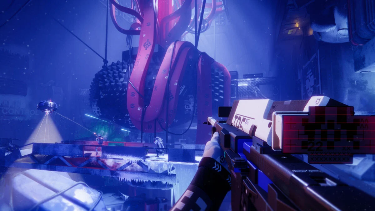 A player encounters a massive edifice inside the Marathon ship.