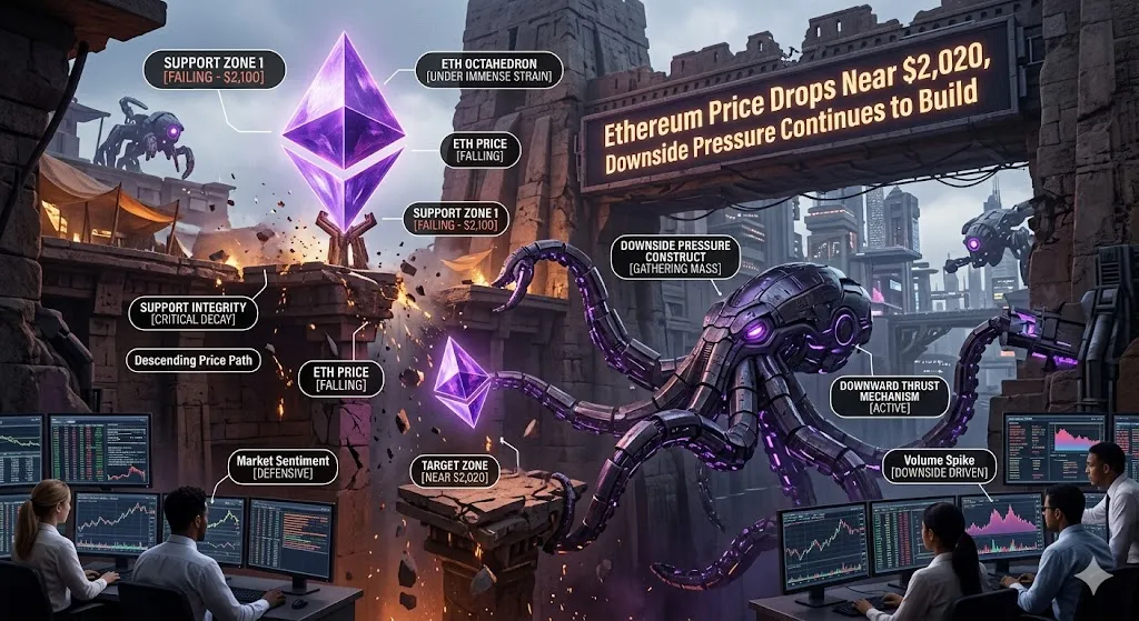 O preço do Ethereum cai para perto de US$ 2.020, a pressão negativa continua aumentando