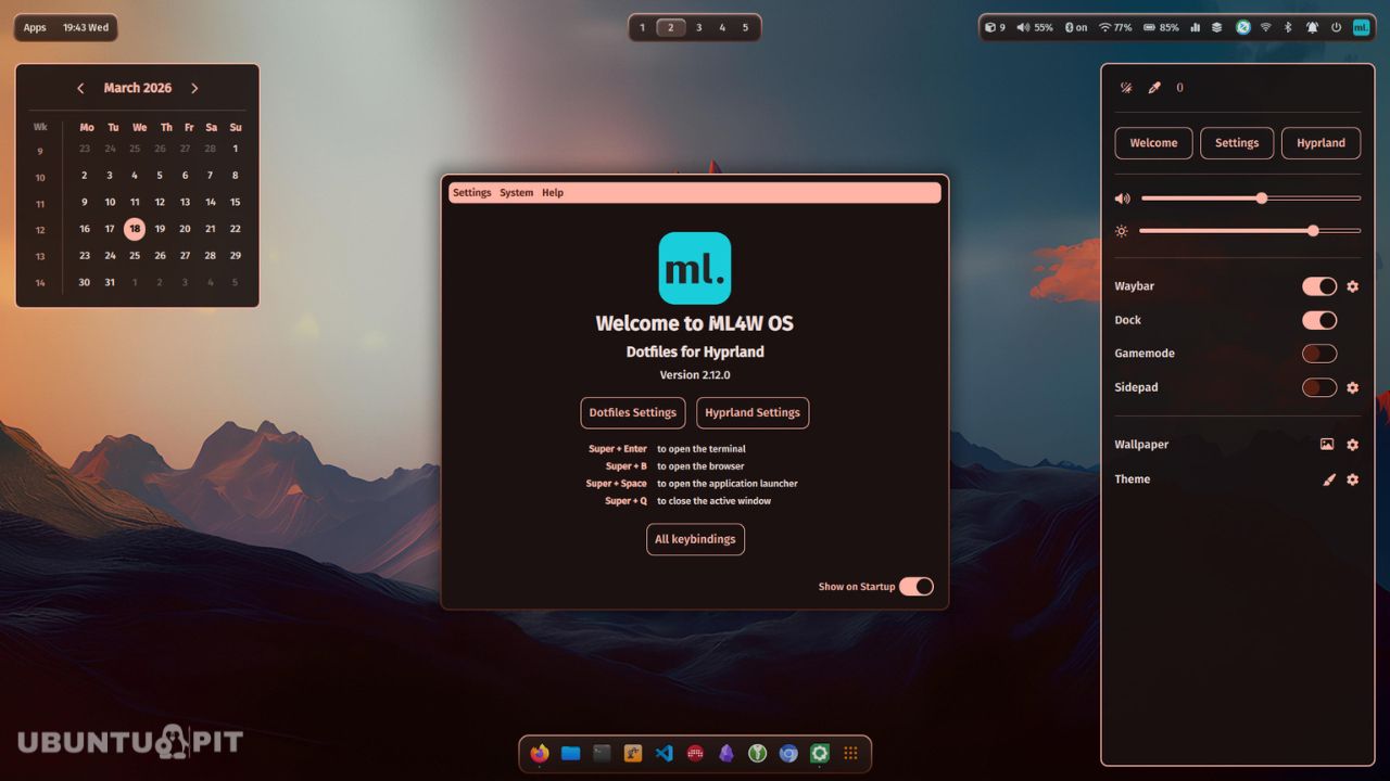 ML4W Dotfiles 2.12.0 lançado com ajustes úteis para usuários Hyprland