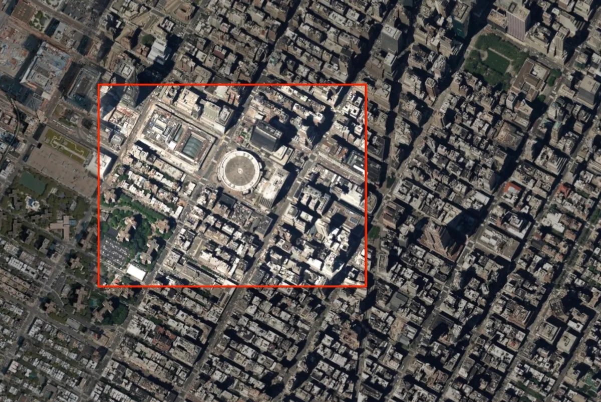 A location geofence over New York City, representing a geofence warrant.
