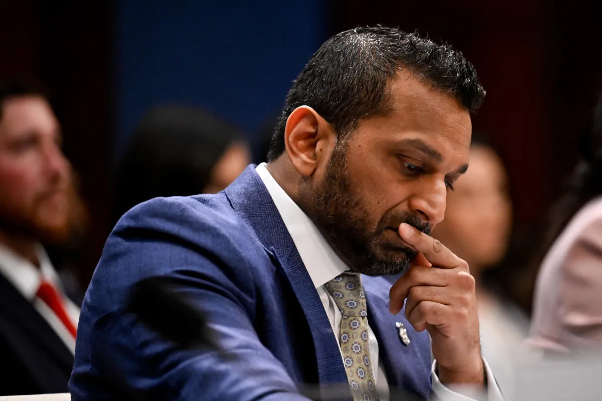 Kash Patel, director of the Federal Bureau of Investigation (FBI), during a House Intelligence Committee hearing on worldwide threats in Washington, DC, US, on Thursday, March 19, 2026. Spy chief Tulsi Gabbard dodged questions about the severity of the threat posed by Iran in Senate testimony on Wednesday, with the long-time skeptic of foreign interventions careful not to contradict either her own past beliefs or the Trump administration's stance on the conflict.